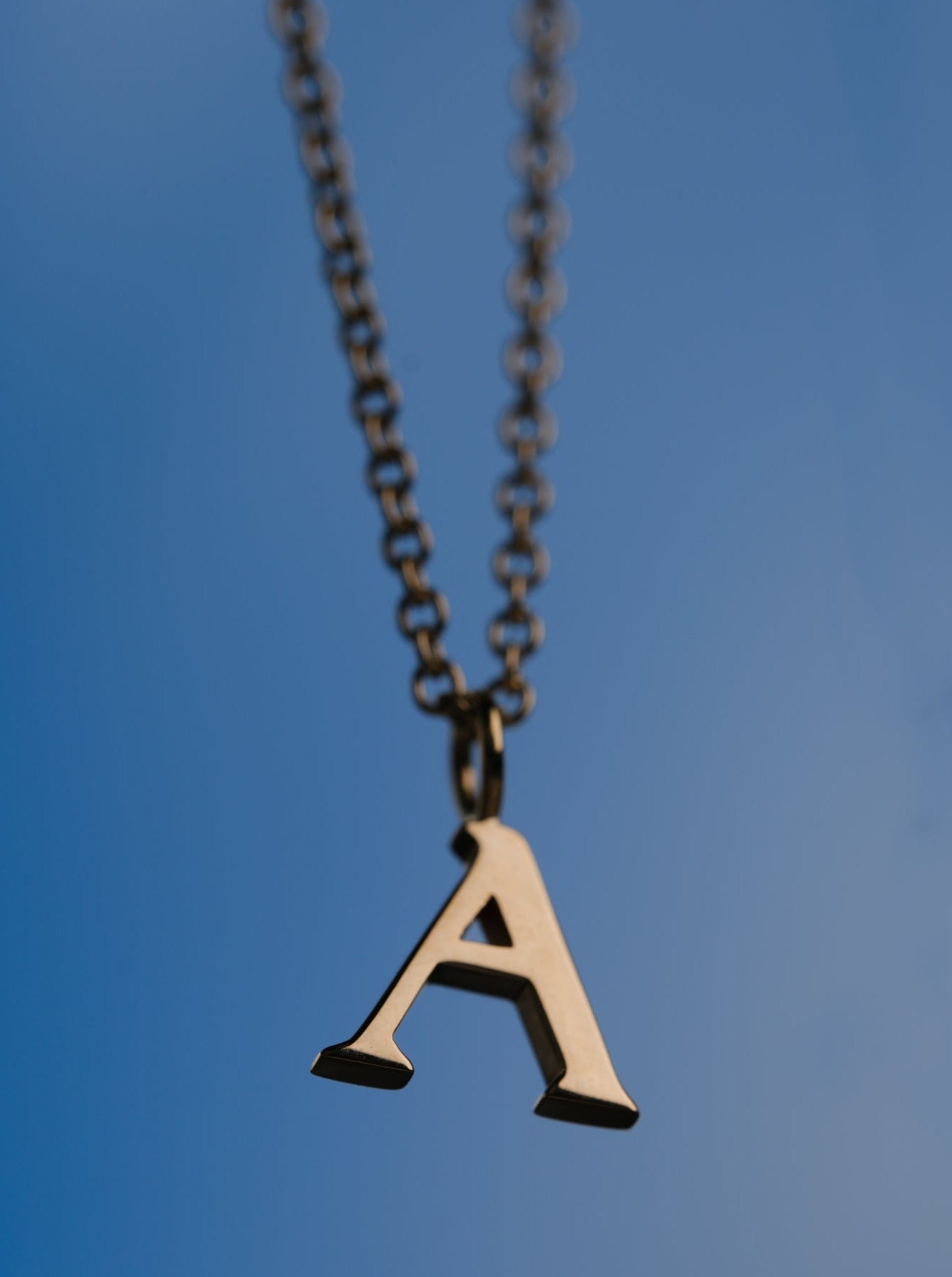 EC One  Letter recycled Gold Necklace made in our London B Corp workshop