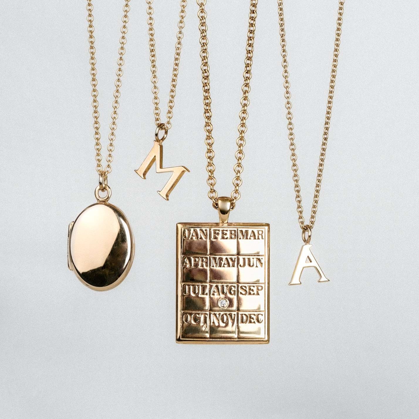 CALENDAR Necklace with Diamond Gold Plated made by EC One in London