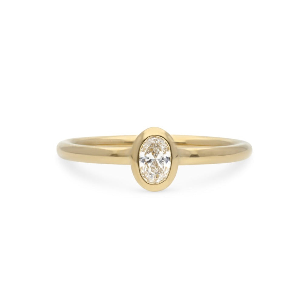 EC One Mini AVA Yellow Gold Oval Diamond Engagement Ring made in our London B Corp workshop