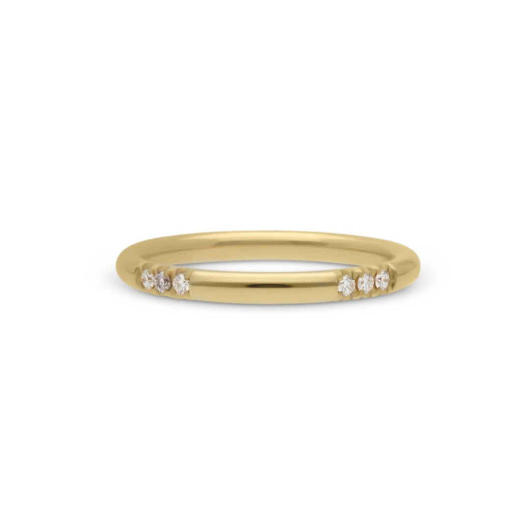 E.C. One NANCY recycled Gold Polished Wedding Ring with 12 White Diamonds made by hand in our B Corp London workshop