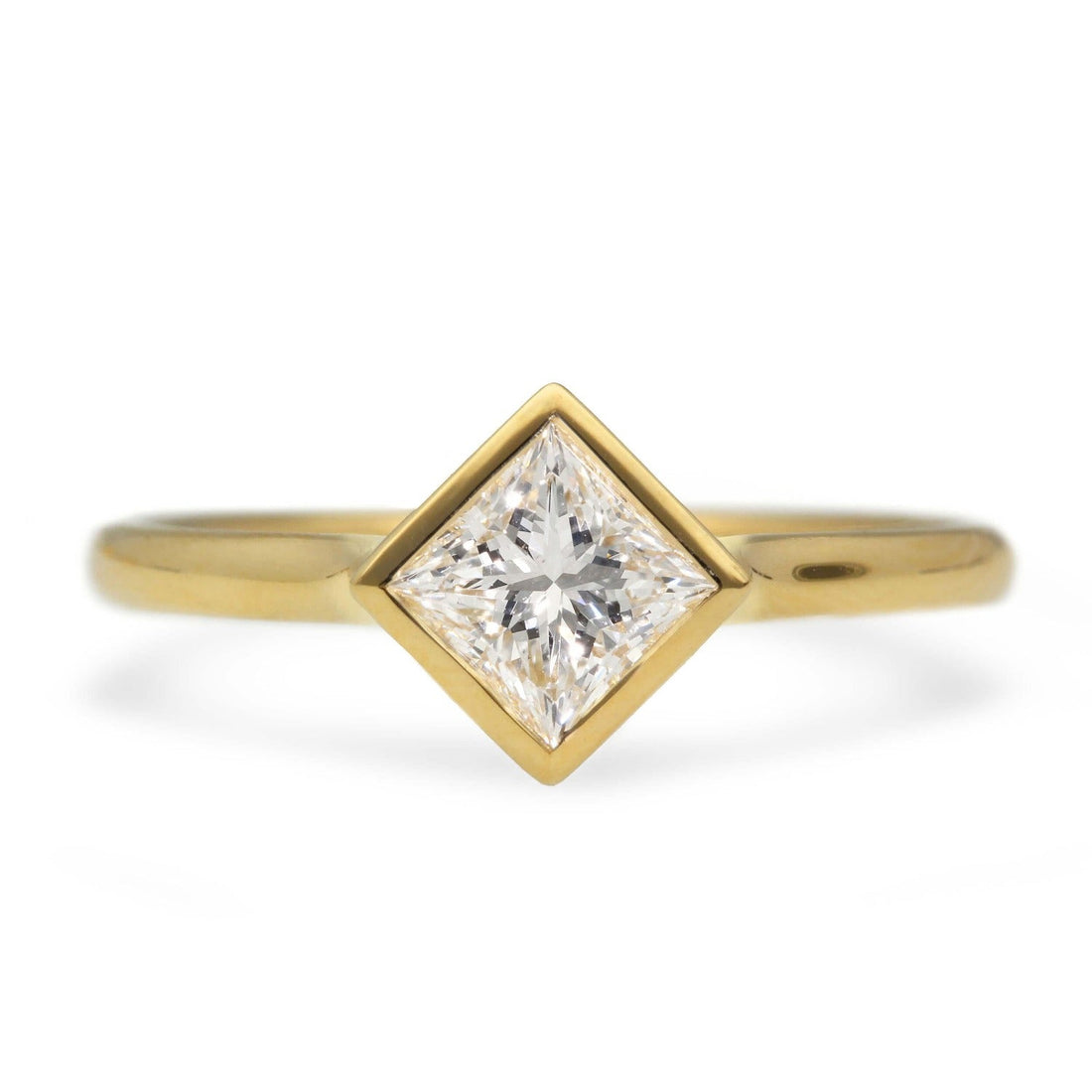 ethical AVA Yellow Gold Princess Diamond Engagement Ring made by EC One London