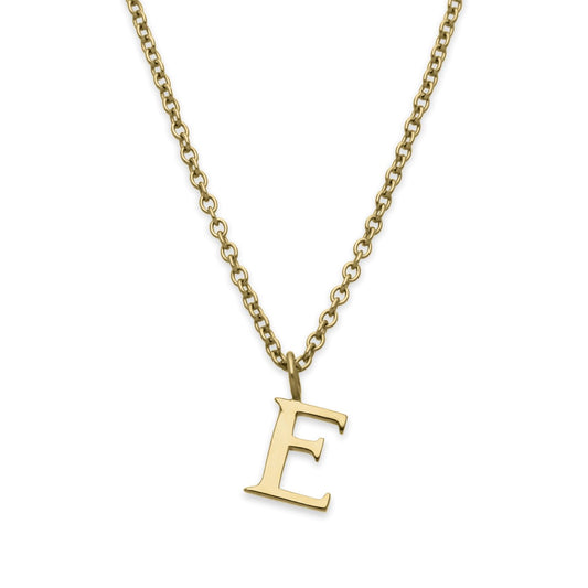 EC One  Letter recycled Gold Necklace made in our London B Corp workshop