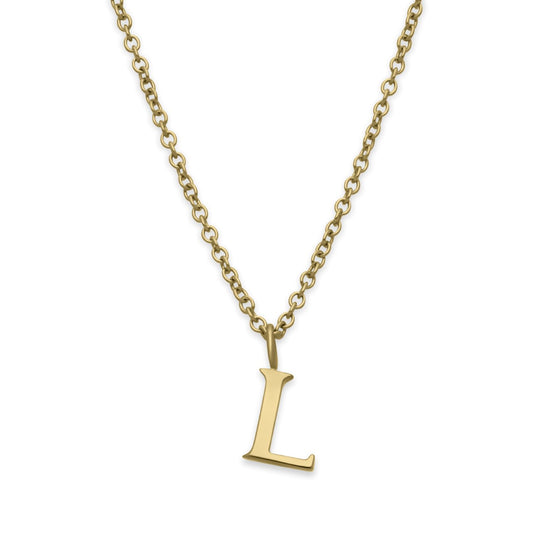 EC One  Letter recycled Gold Necklace made in our London B Corp workshop