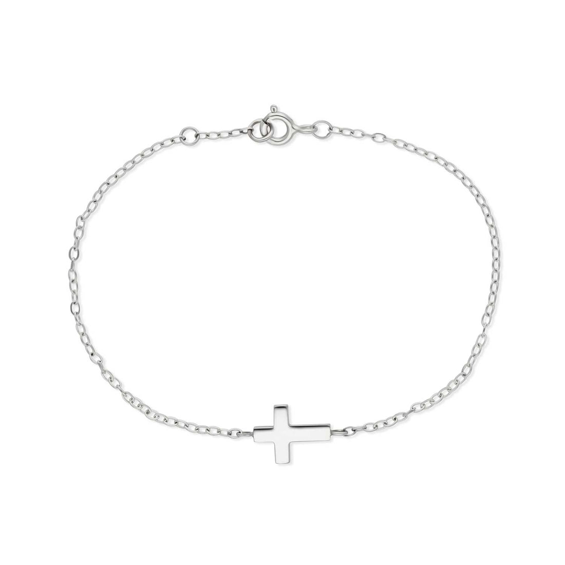 EC One Small recycled Silver Cross Bracelet made in our B Corp London workshop