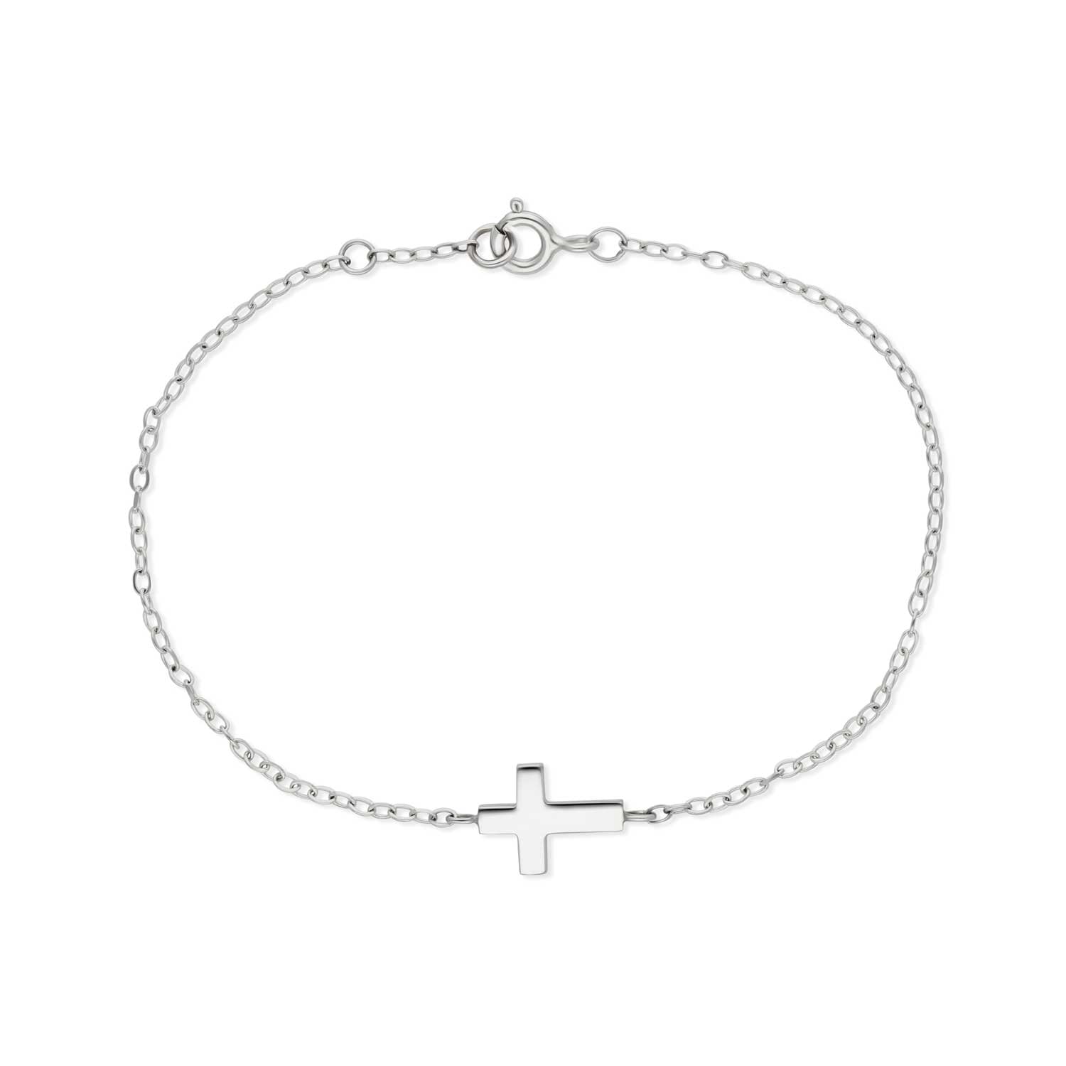 EC One Small recycled Silver Cross Bracelet made in our B Corp London workshop