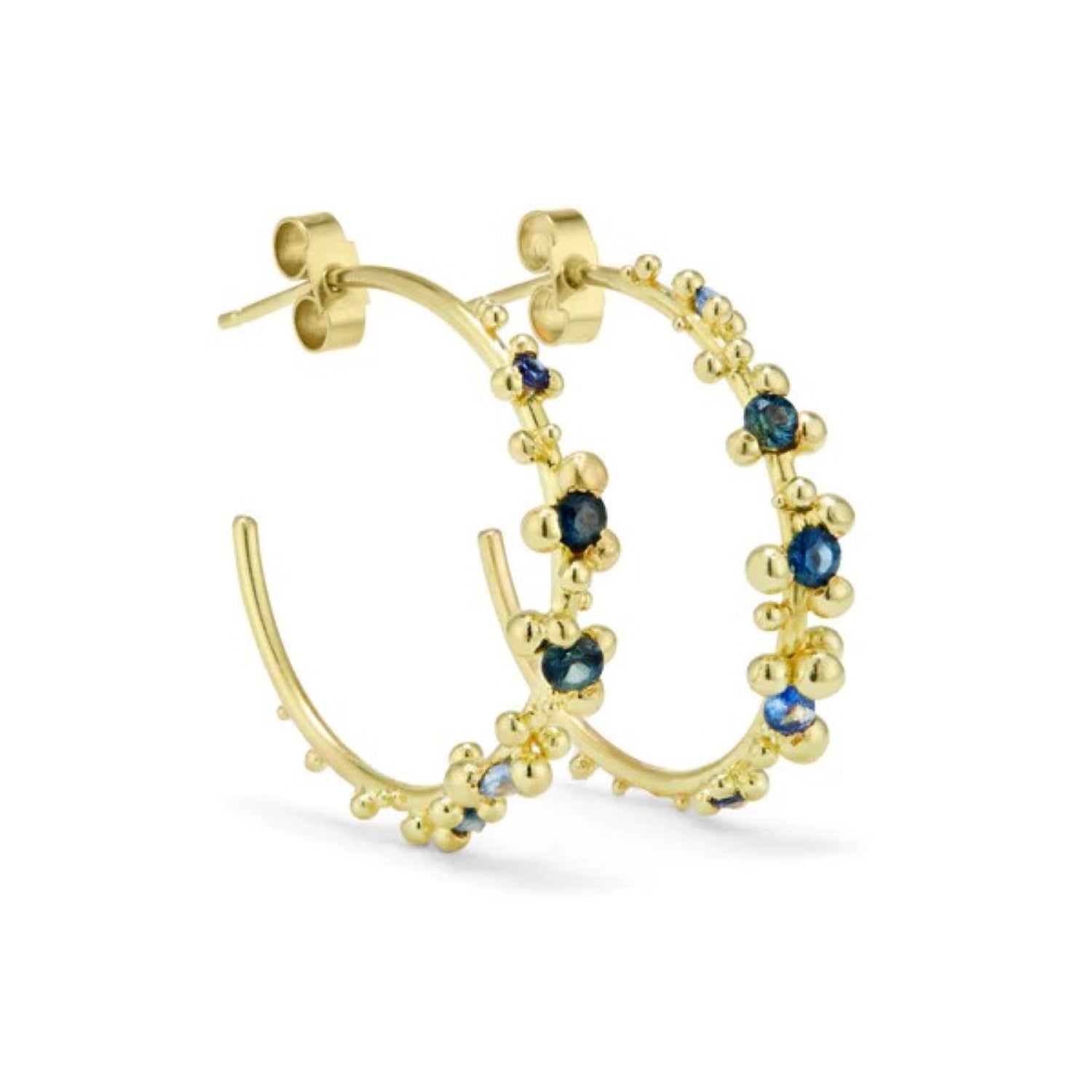 Hannah Bedford at E.C.One London OCEAN SHORELINE Large Sapphire and Gold Hoops