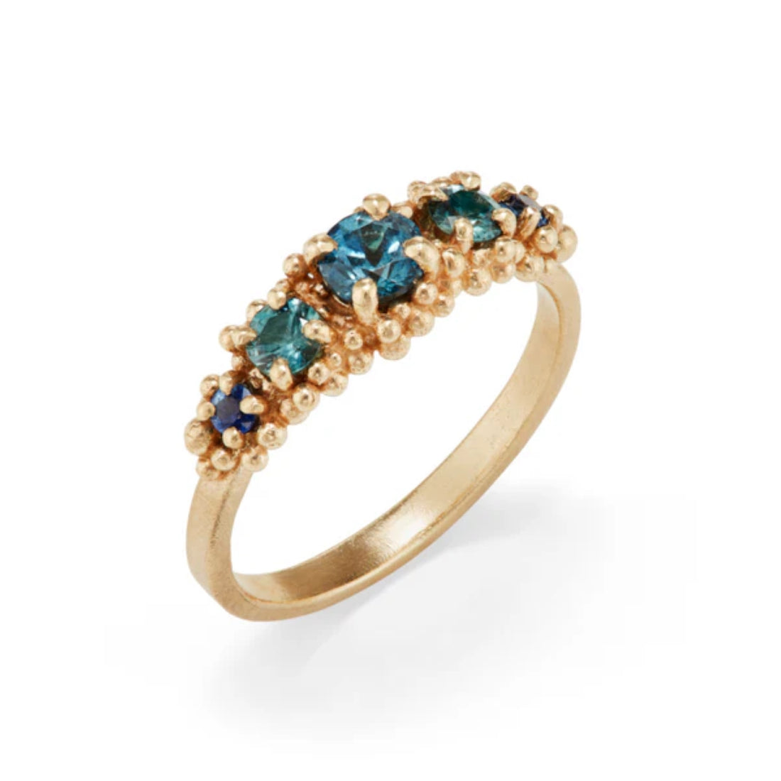 Hannah Bedford at E.C.One CLUSTER Gold Ring with Five Blue Sapphires