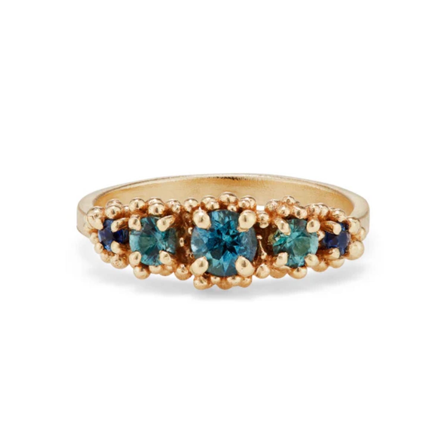 Hannah Bedford at E.C.One CLUSTER Gold Ring with Five Blue Sapphires