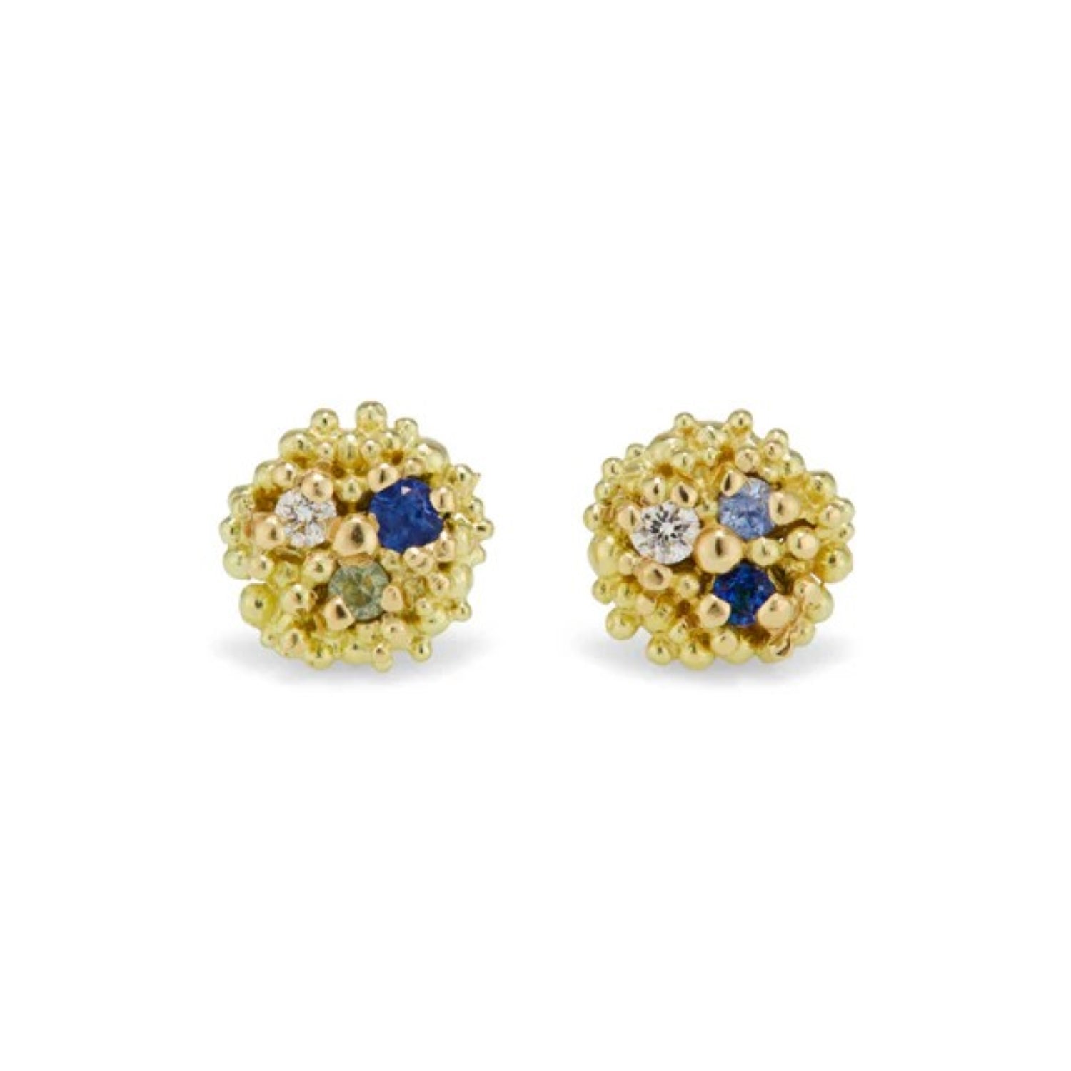 Hannah Bedford at E.C.One London MAREEL Sapphire Gold Stud Earrings