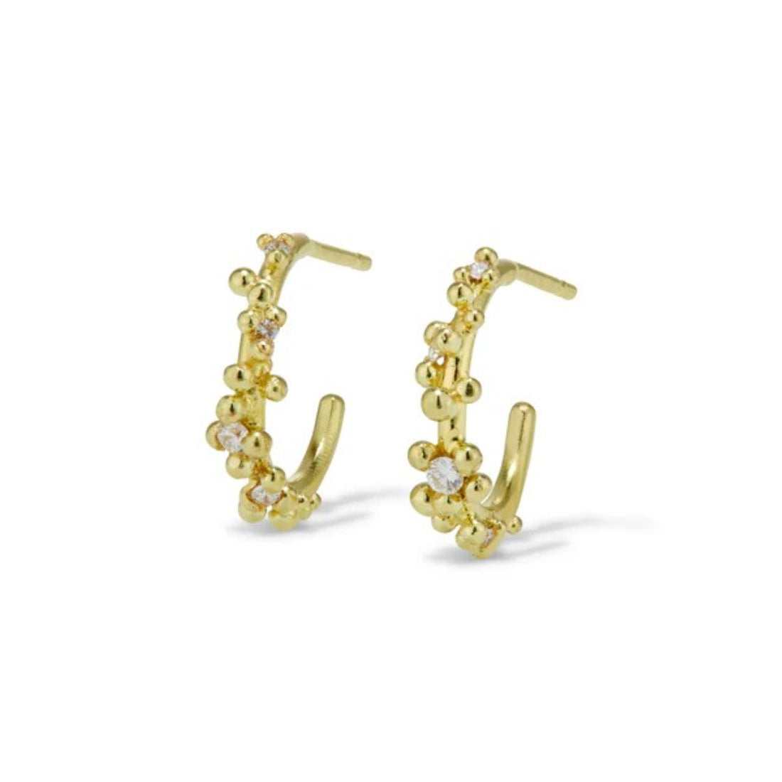 Hannah Bedford at E.C.One London GRANULE Petit Diamond Gold Hoops