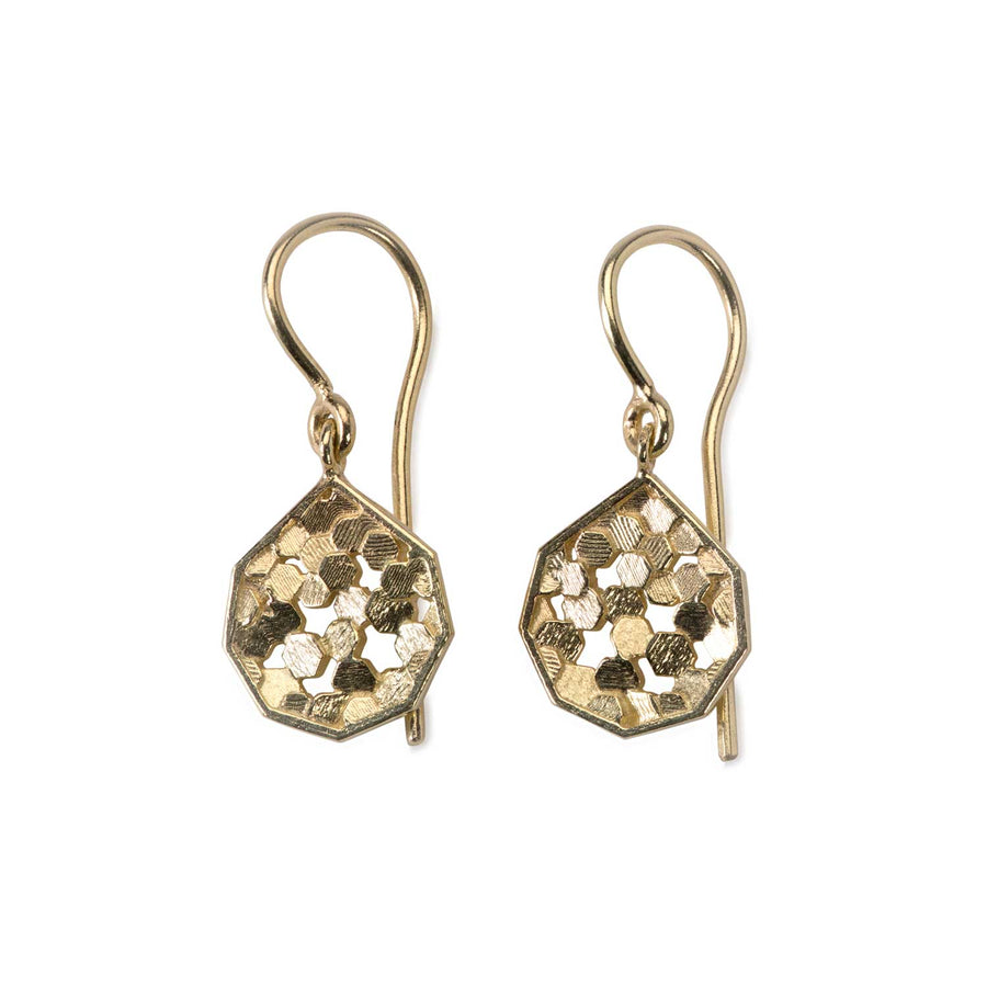 Jo Hayes Ward at E.C.One London HEX Chao Koin Drop Earrings Yellow Gold