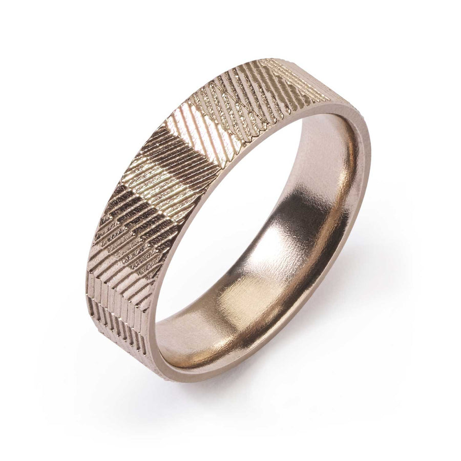 Jo Hayes Ward at E.C.One London  CONTOUR mixed 6mm Band Warm White Gold