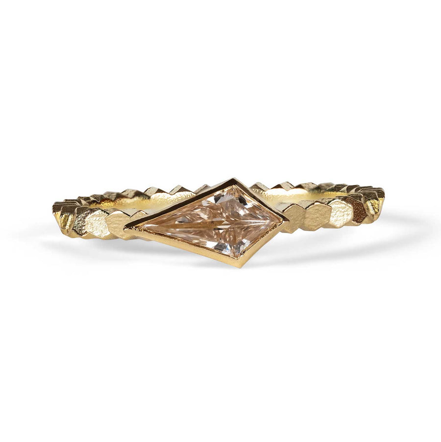 Jo Hayes Ward at E.C.One London HEX Single Ring Yellow  Gold Ring with Kite-Shaped Diamond