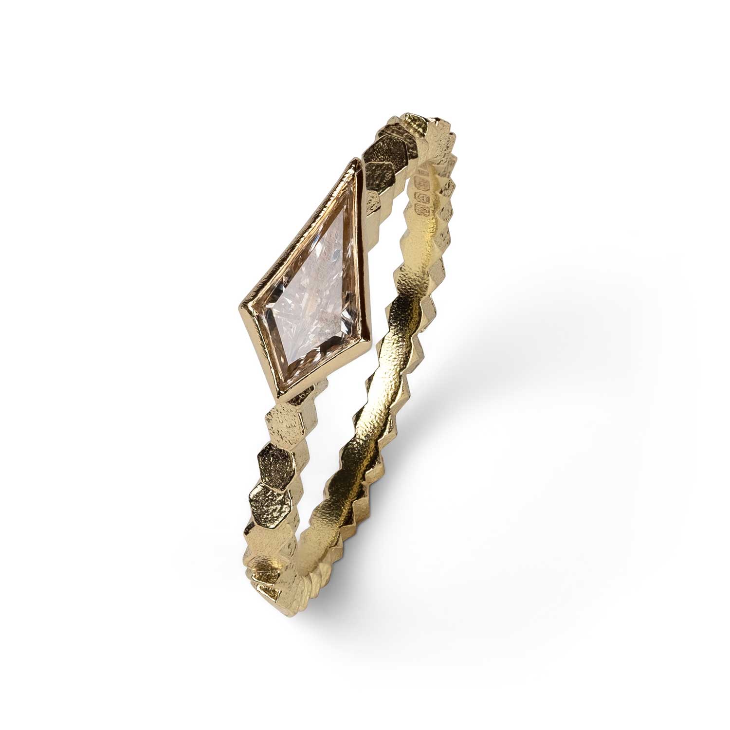 Jo Hayes Ward at E.C.One London HEX Single Ring Yellow  Gold Ring with Kite-Shaped Diamond