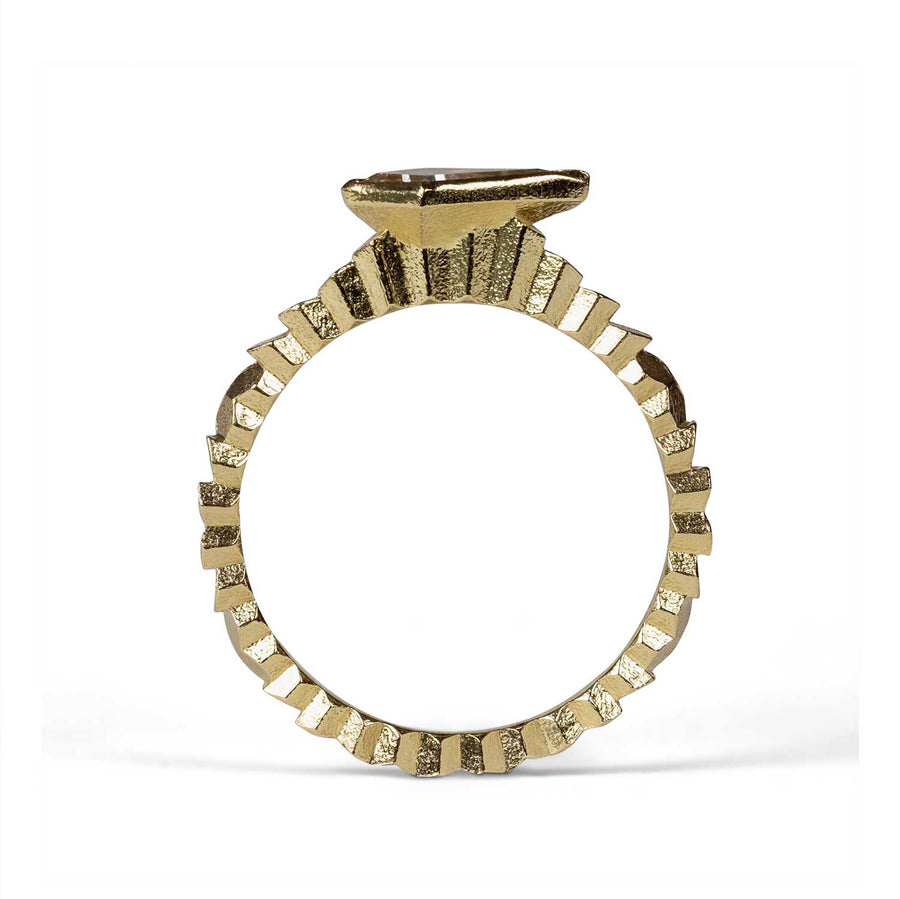 Jo Hayes Ward at E.C.One London HEX Single Ring Yellow  Gold Ring with Kite-Shaped Diamond