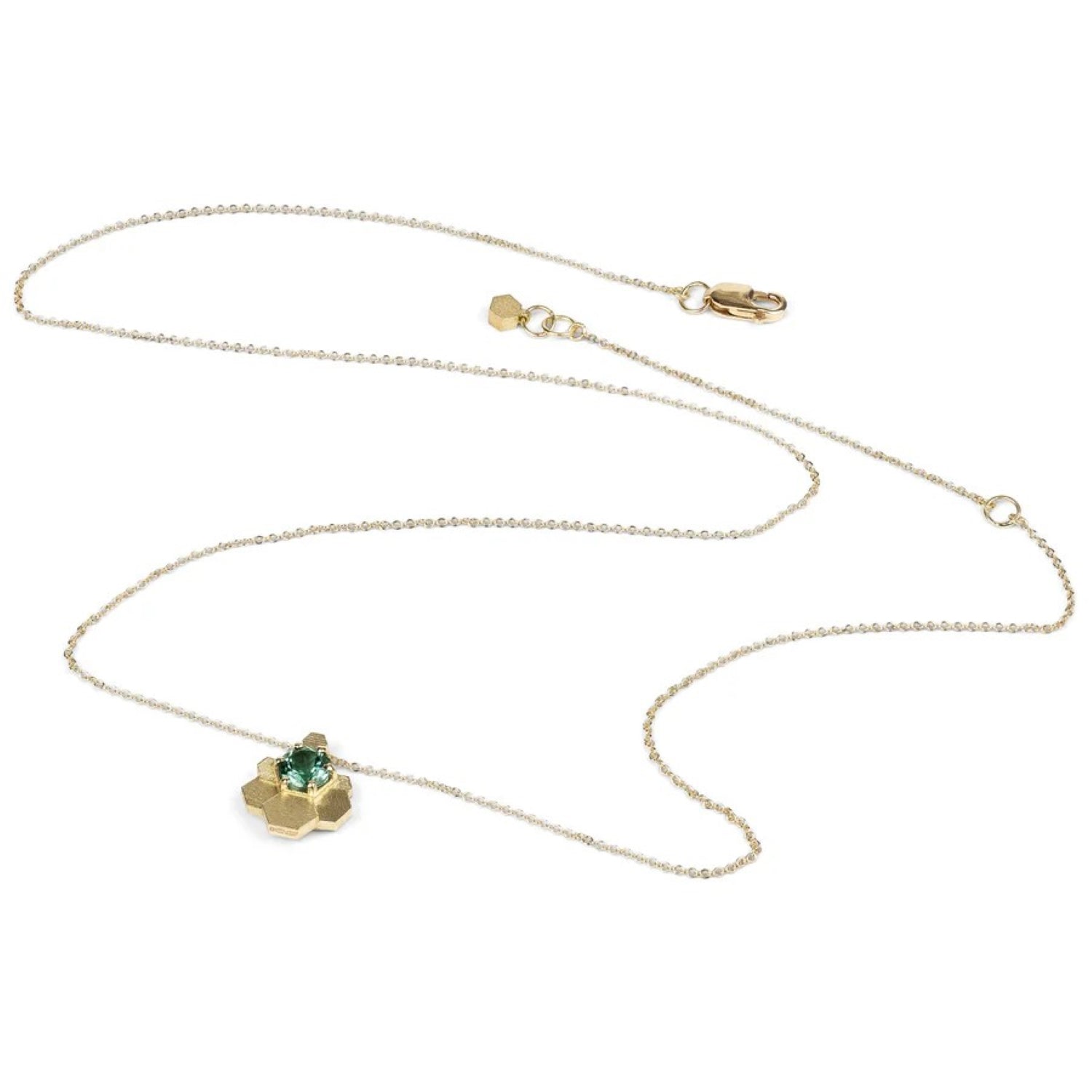 Jo Hayes Ward at E.C.One London HEX Chaos Pendant Necklace Yellow Gold with Green Tourmaline