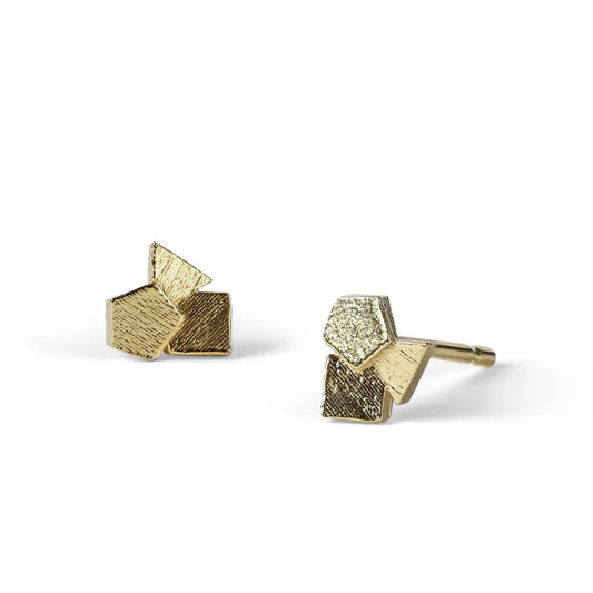 Jo hayes Ward at E.C.One 3 CLUSTER GLINT Stud Earrings Yellow Gold