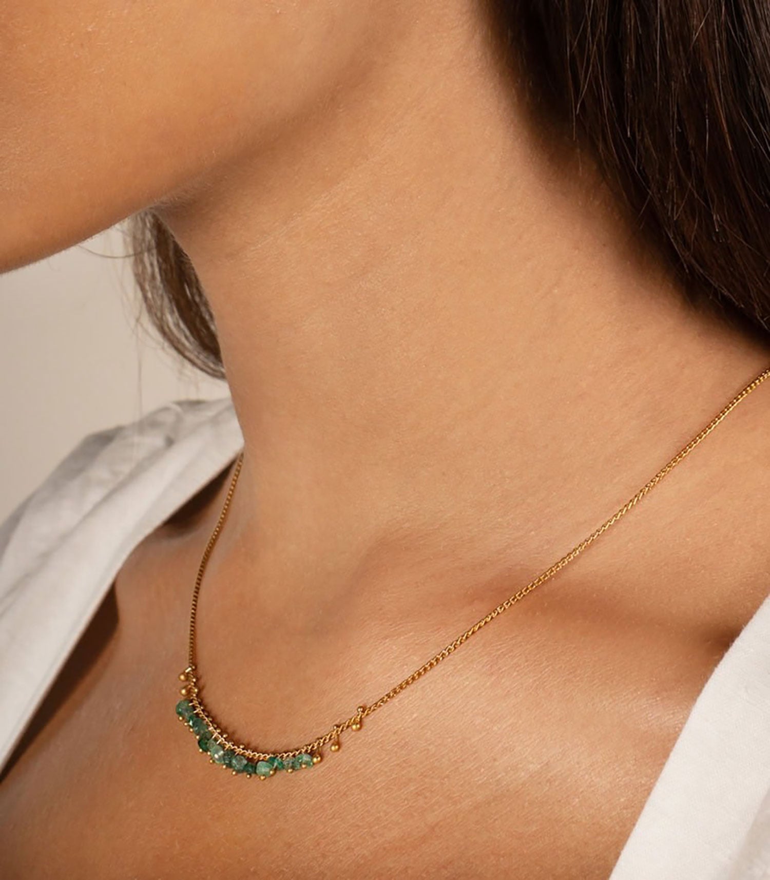 Emerald Pinned Row Necklace