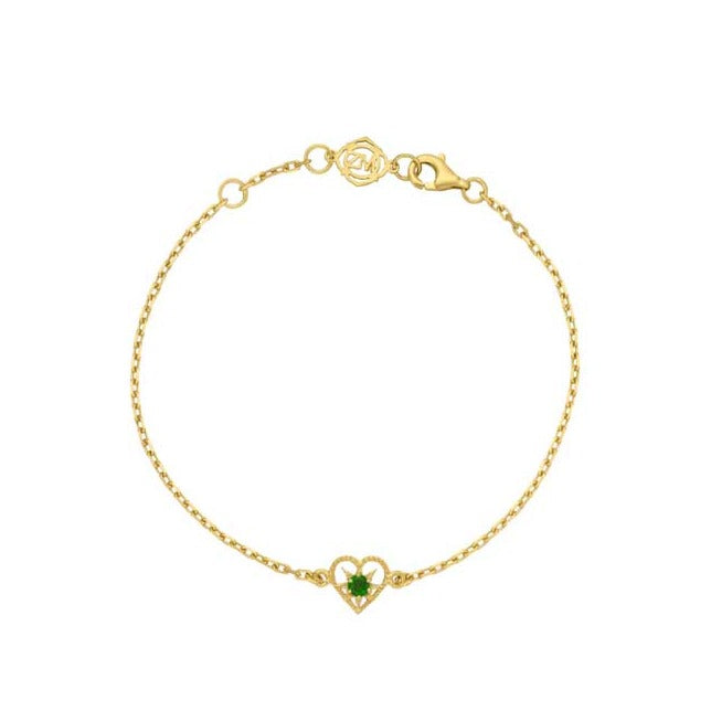 KIND HEART Bracelet Gold Plated & Chrome Diopside