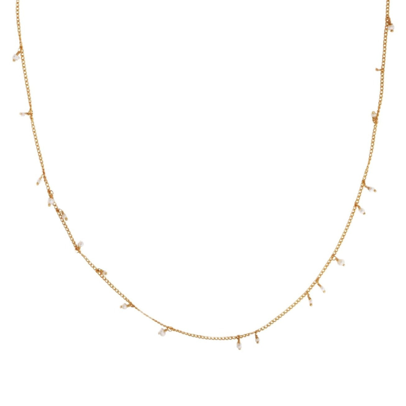 Kate Wood at E.C. One London Fine Scattered Chain Necklace with White Pearls