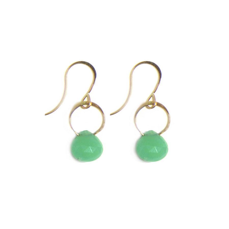 Gold Facetted Chrysoprase Drop Earrings