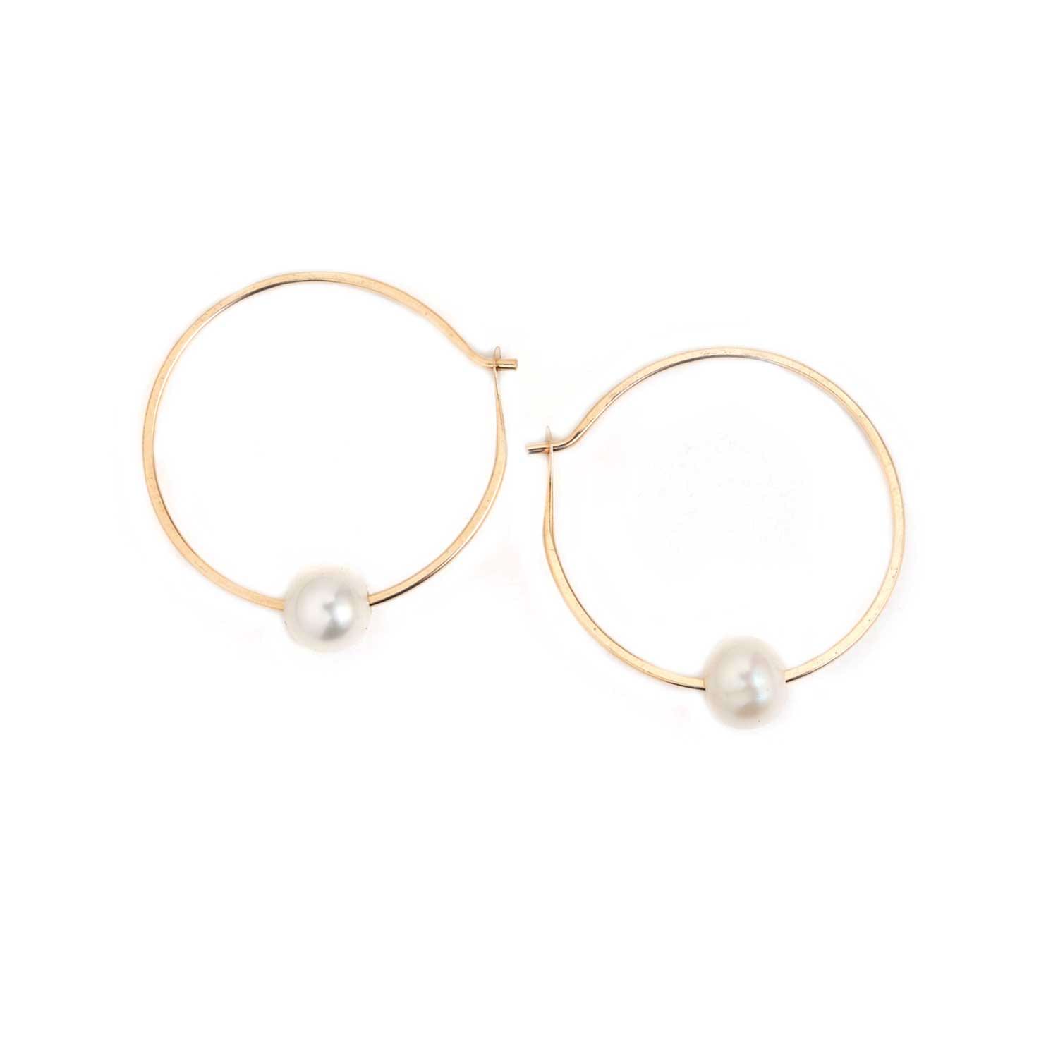 Melissa Joy Manning at EC One London floating pearl Hoops gold