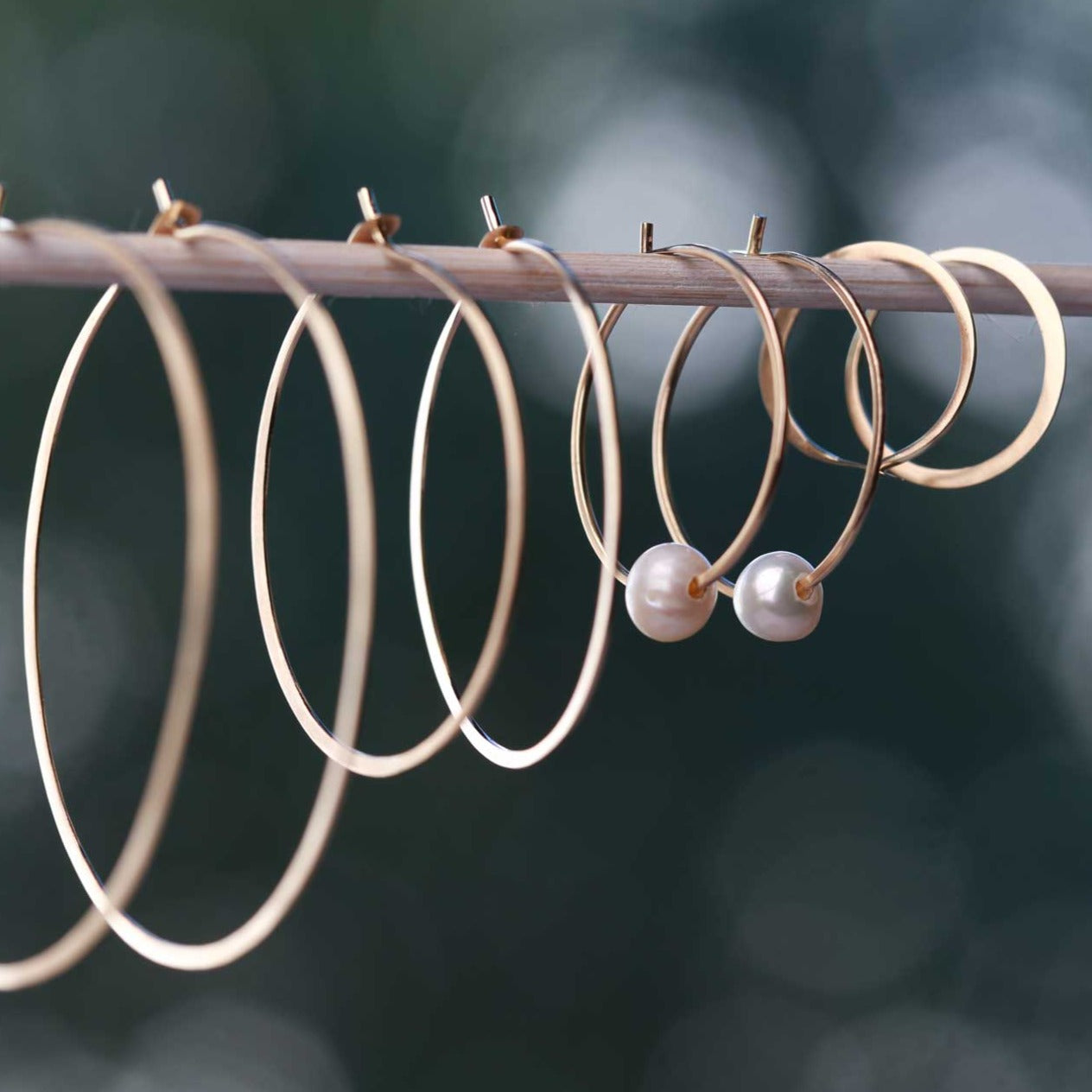 Melissa Joy Manning at EC One London floating pearl Hoops gold