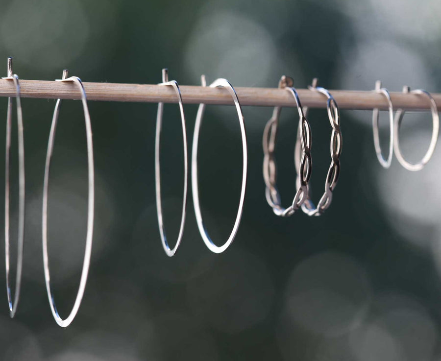 Melissa Joy Manning at EC One London twisted Round Hoops Silver