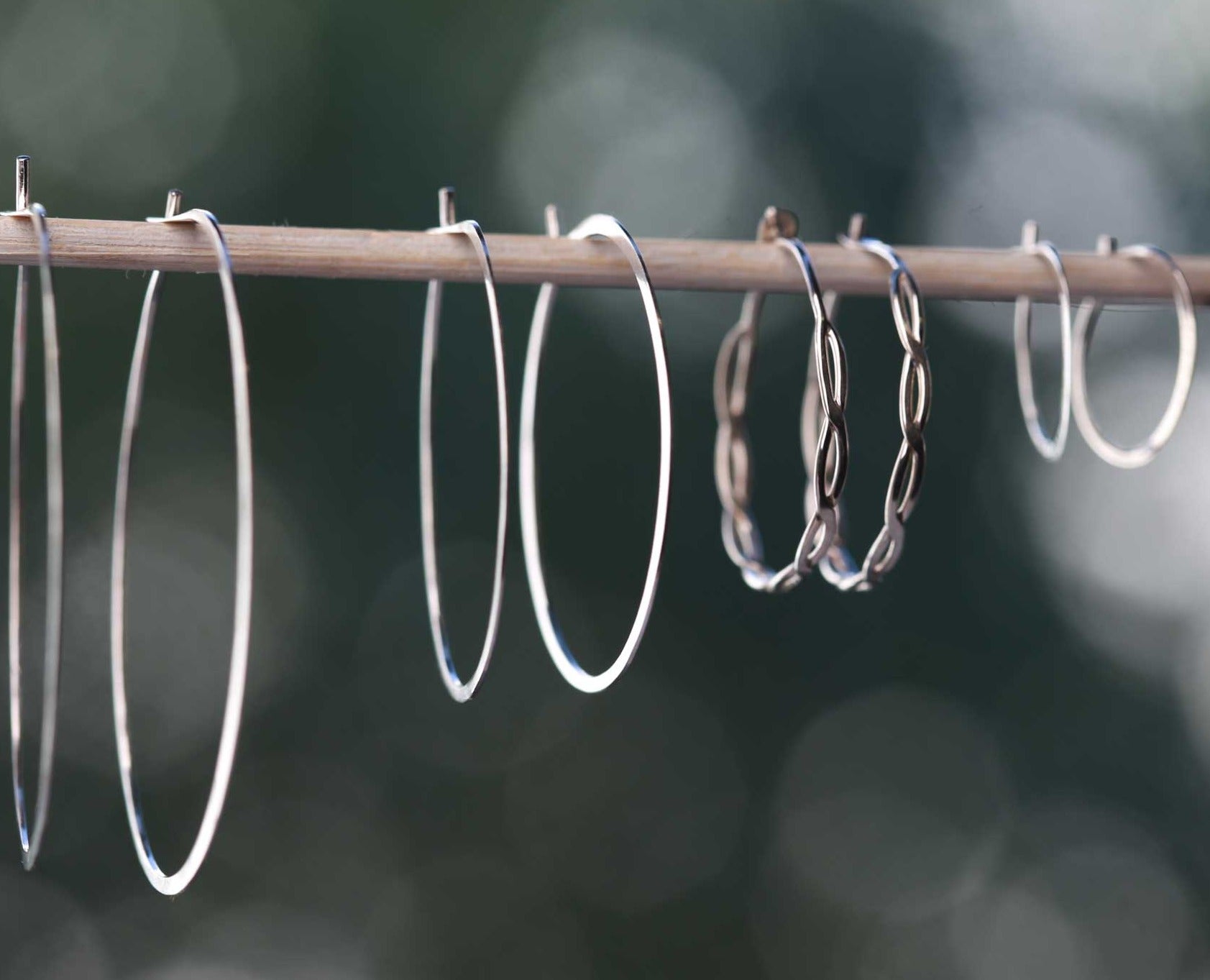 Large Forged Round Hoops Silver