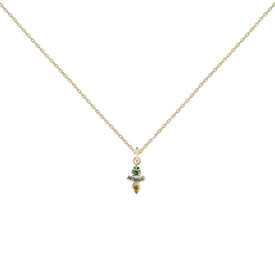 Metier at E.C. One AM-PM Tri Necklace with Aquamarine, Yellow Sapphire & Mint Tourmaline