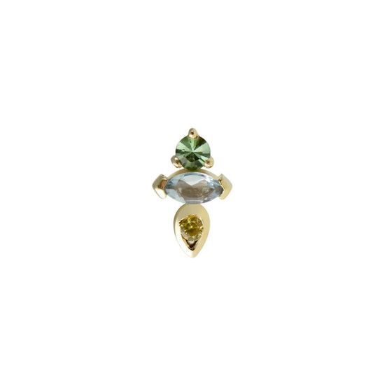 Metier at E.C. One London AM-PM Stud with Aquamarine, Yellow Sapphire & Mint Tourmaline SINGLE