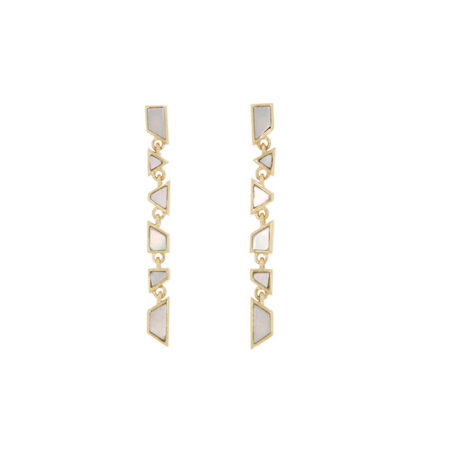 Metier at E.C. One London TESSERAE Mother of Peal Gold Drop Earrings Pair