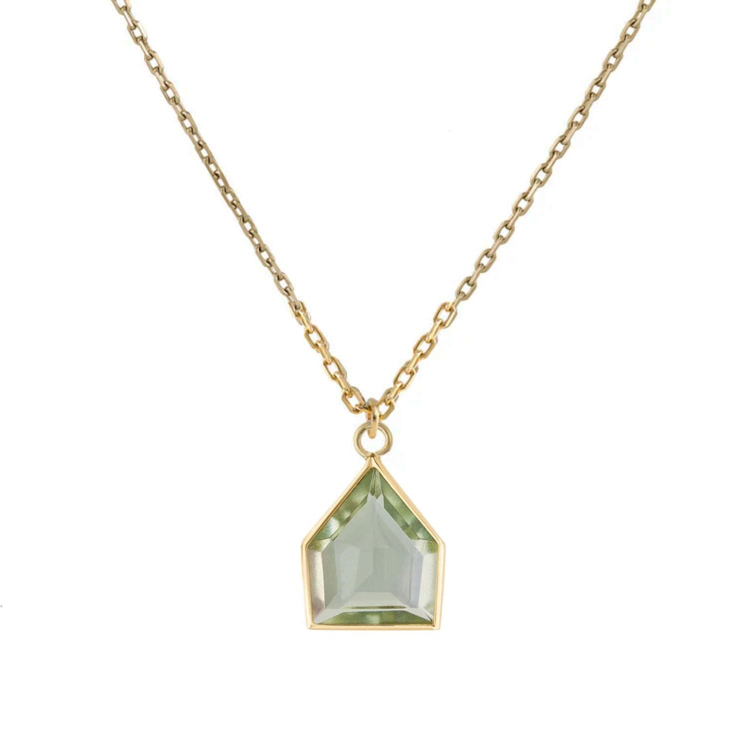 Metier at E.C. One London MAISON Green Amethyst Gold Pendant Necklace