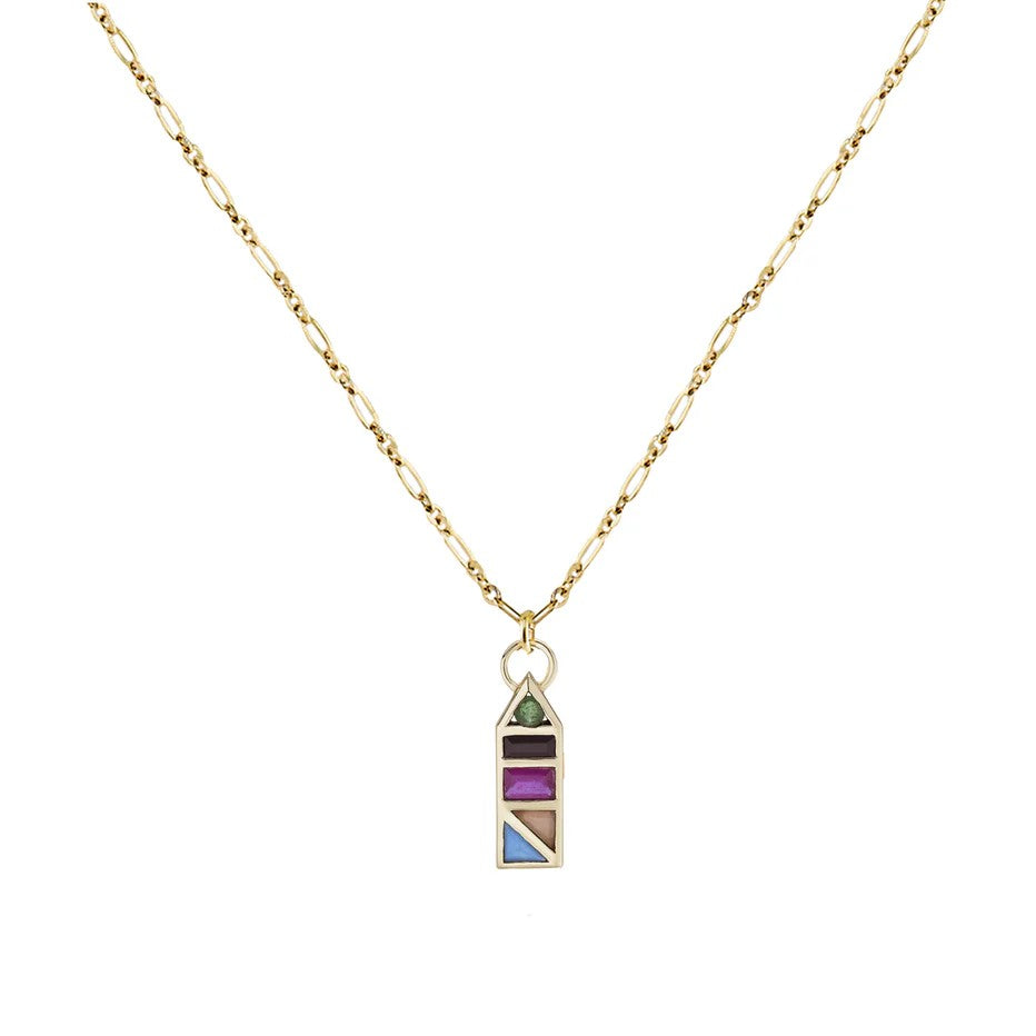 Metier at E.C. One London ROMA Necklace with TABLEAU Rainbow Elongated Pendant