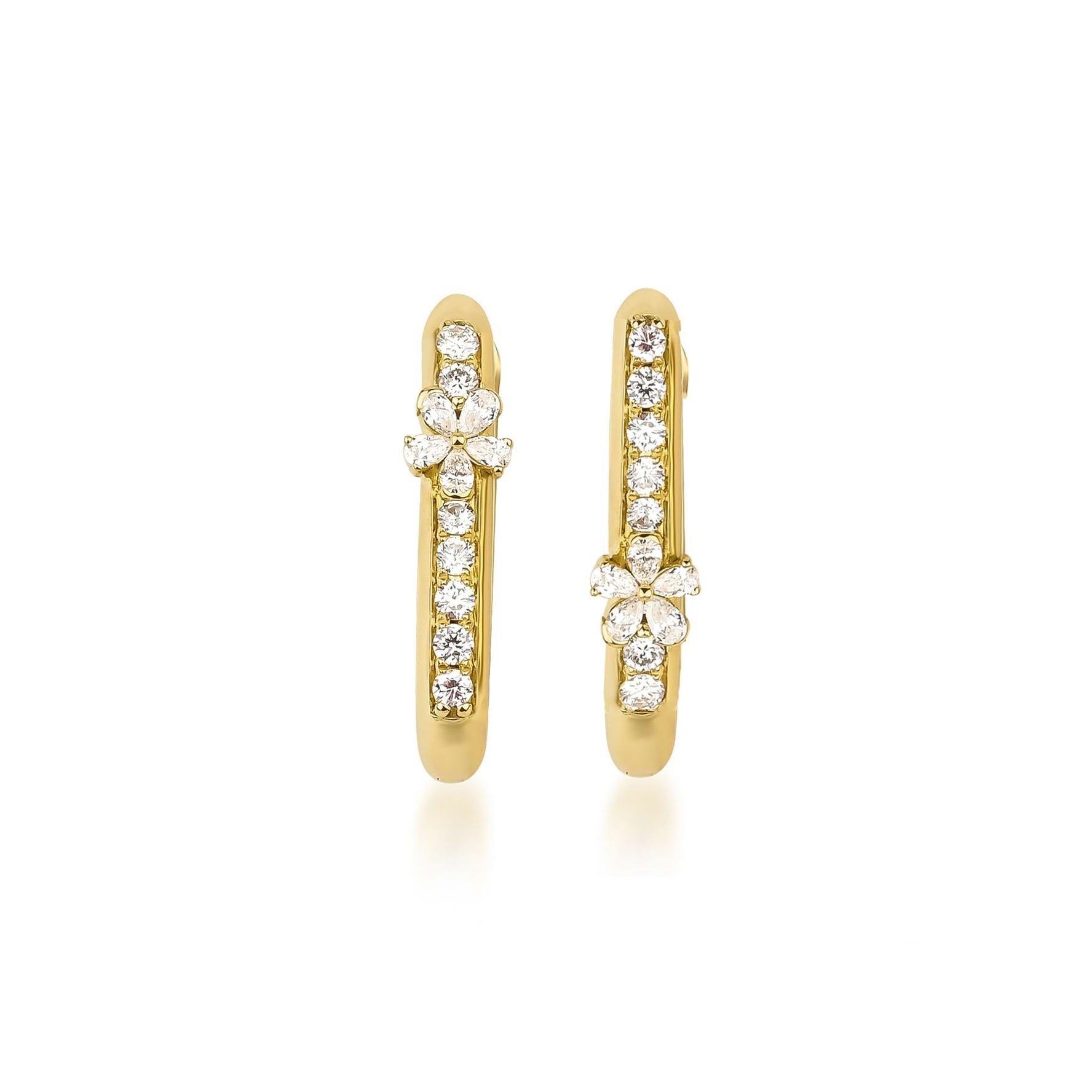 Nilufer Fine Jewellery at E.C.One London Fleur gold and diamond hoop earrings