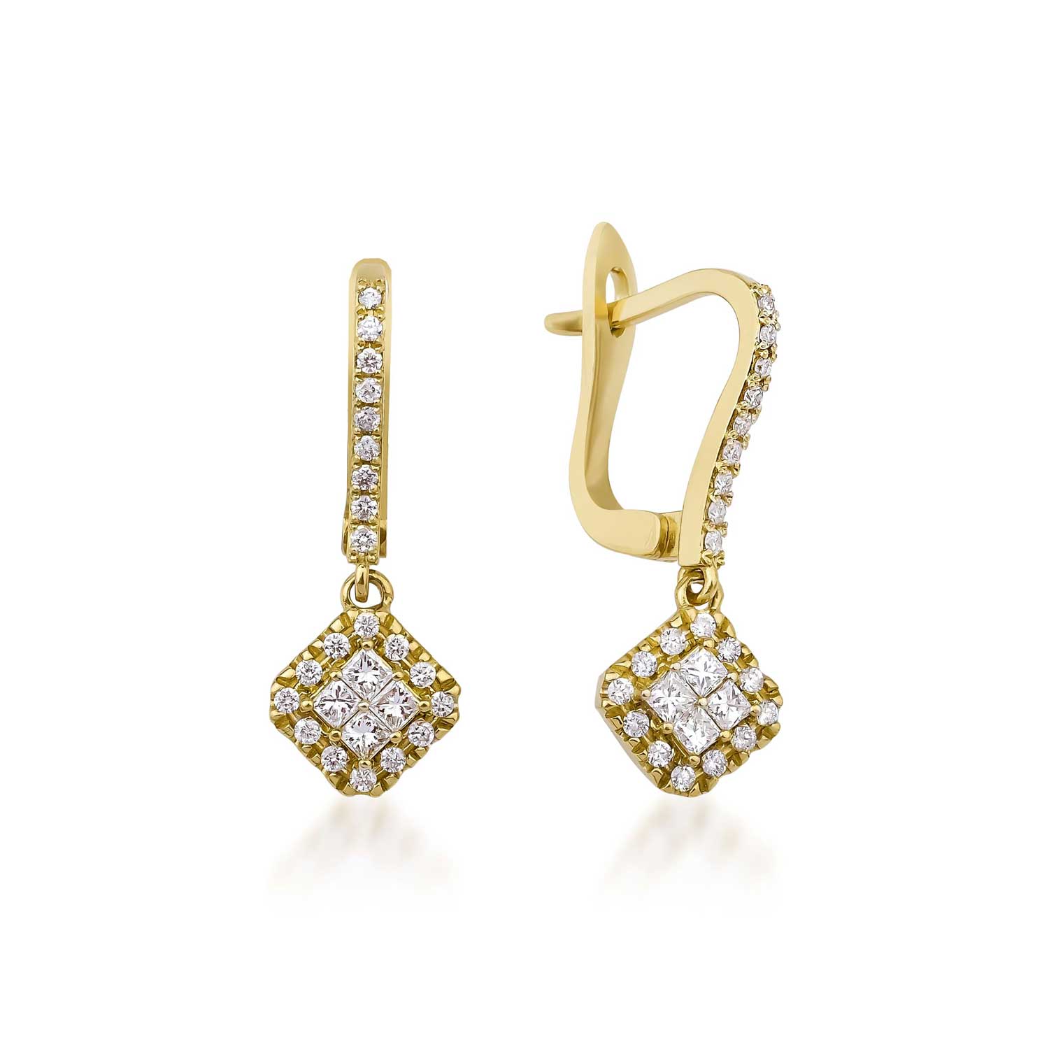 Nilufer Fine Jewellery at E.C.One London FORTUNA Gold and Diamond Drop Earrings