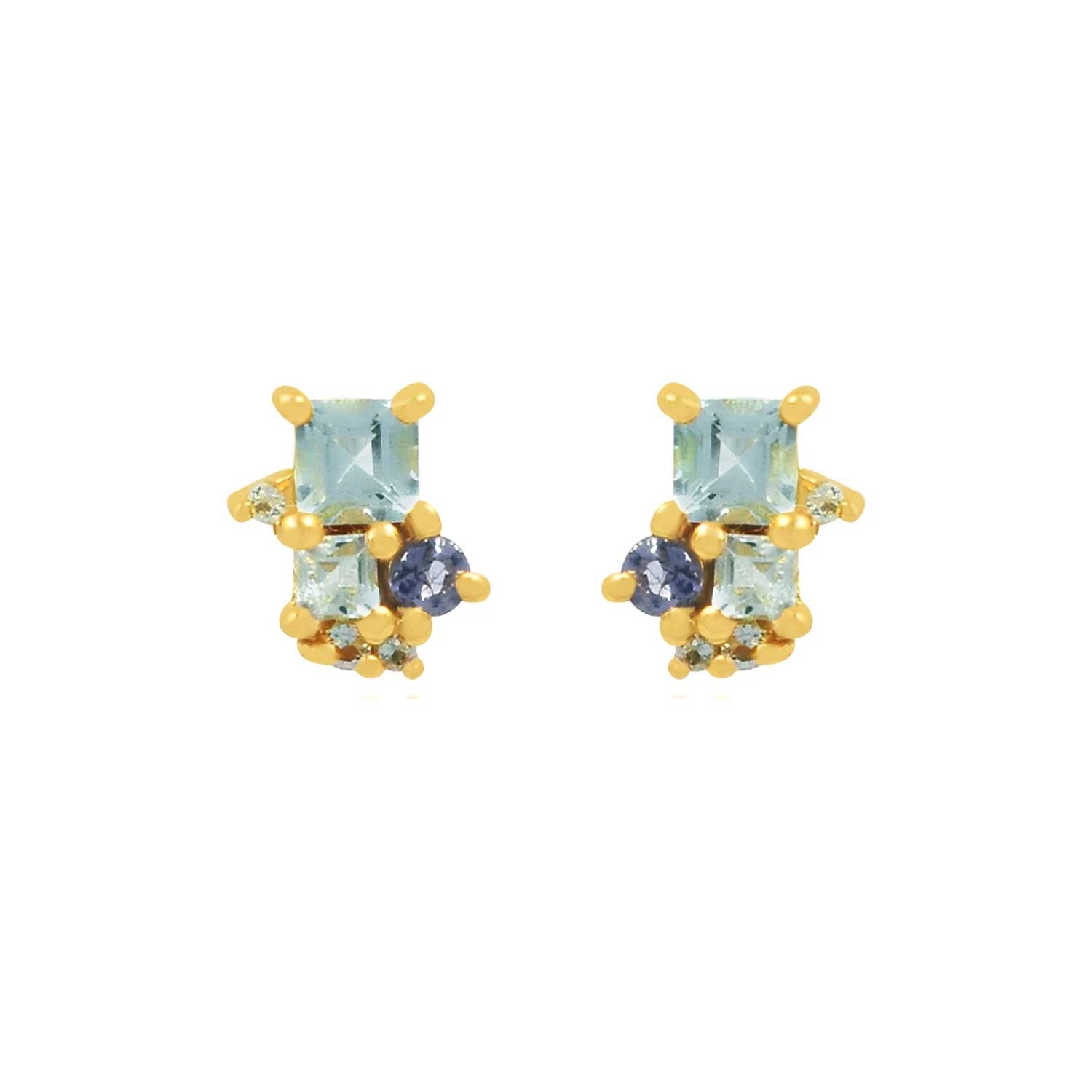 Pomegranate FLORENCE Blue Topaz & Iolite Studs at ethical jewellers E.C. One London