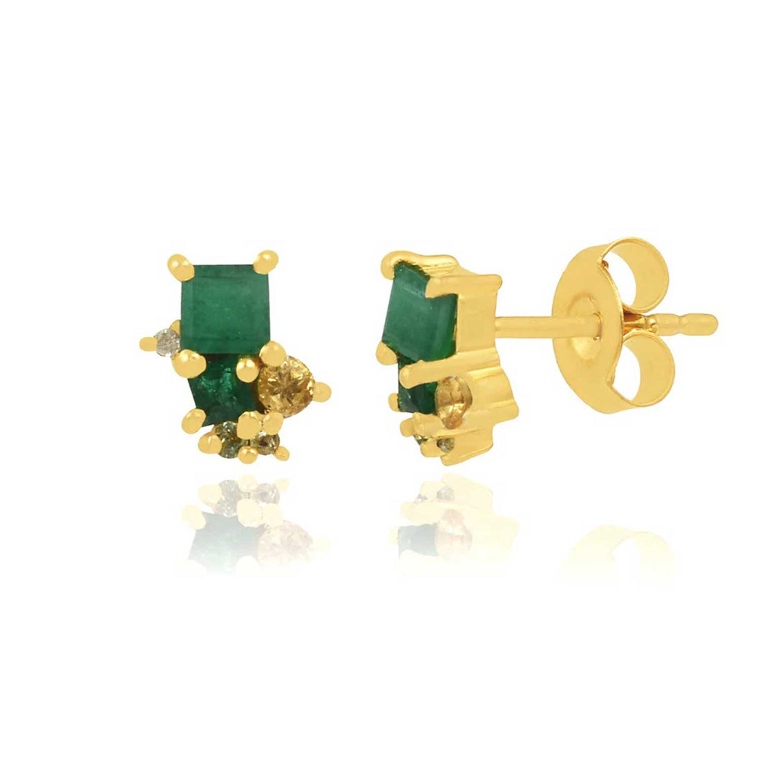 Pomegranate London Jewellery at ethical jeweller E.C.One London FLORENCE Green Onyx & Peridot Stud Earrings