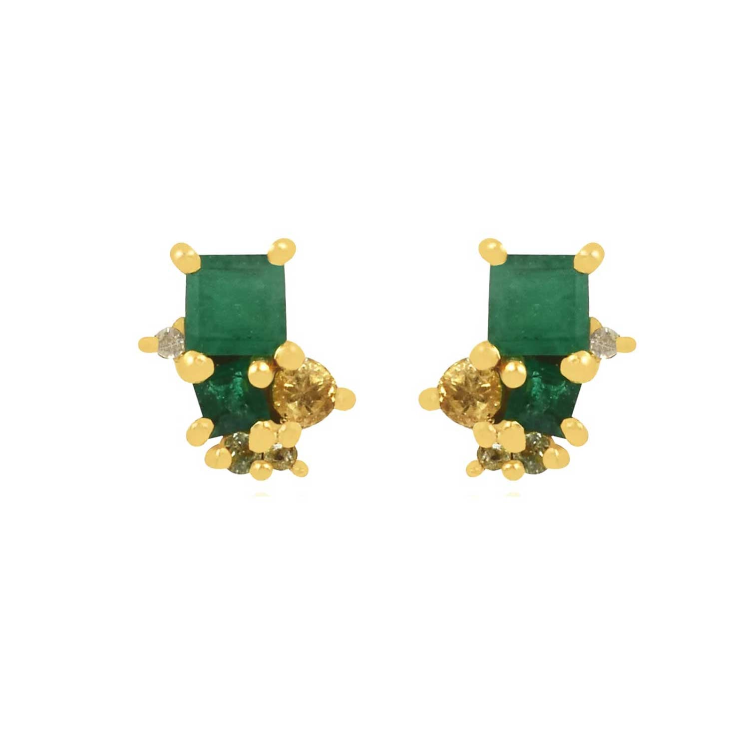 Pomegranate London Jewellery at ethical jeweller E.C.One London FLORENCE Green Onyx & Peridot Stud Earrings