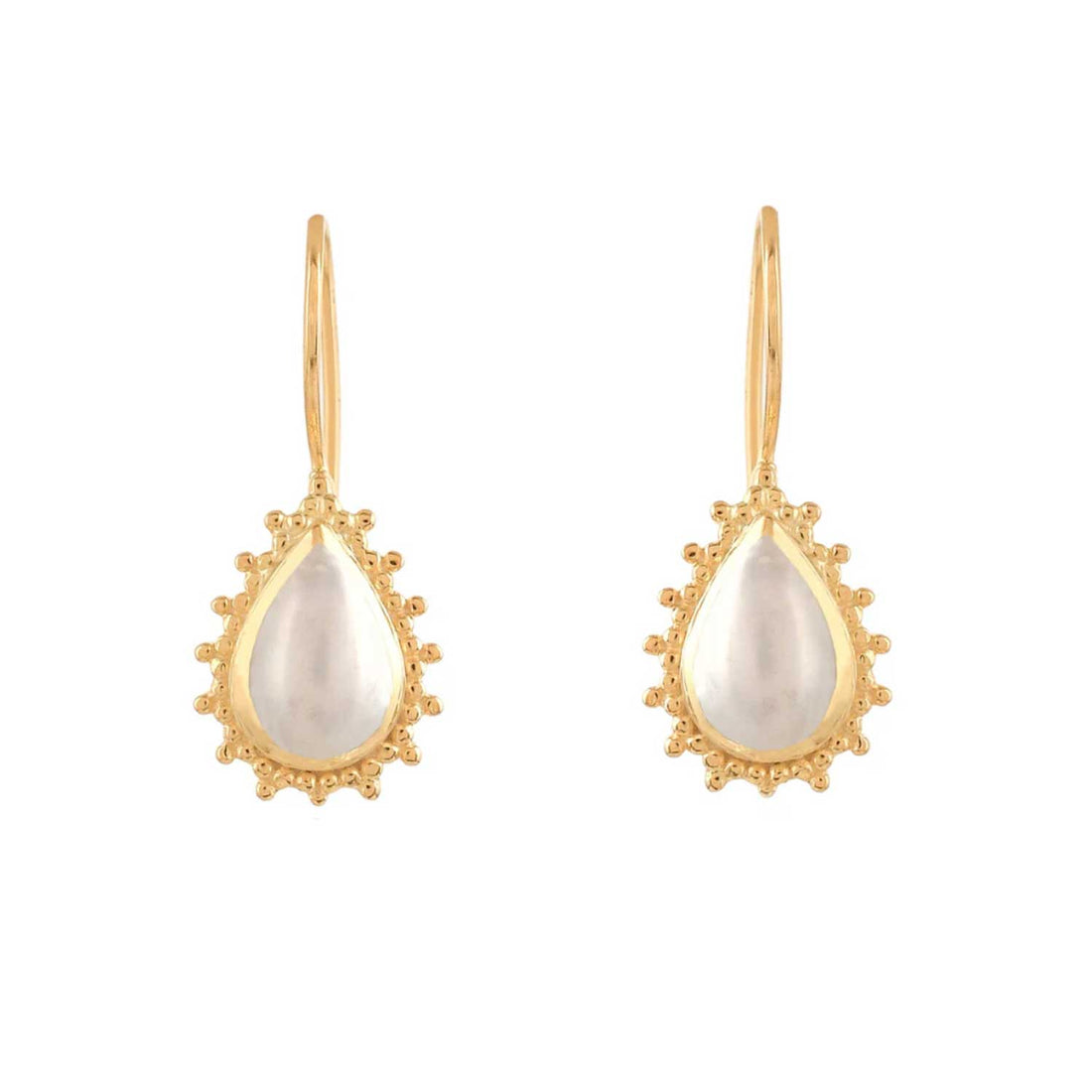 SALOME Pearl Hook Earrings Gold Plate at E.C.One London by Pomegranate London