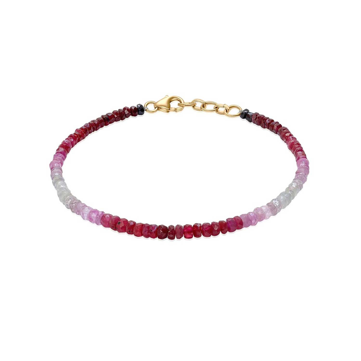 Pomegranate Ombre Ruby Gemstone Bead Bracelet at EC One London