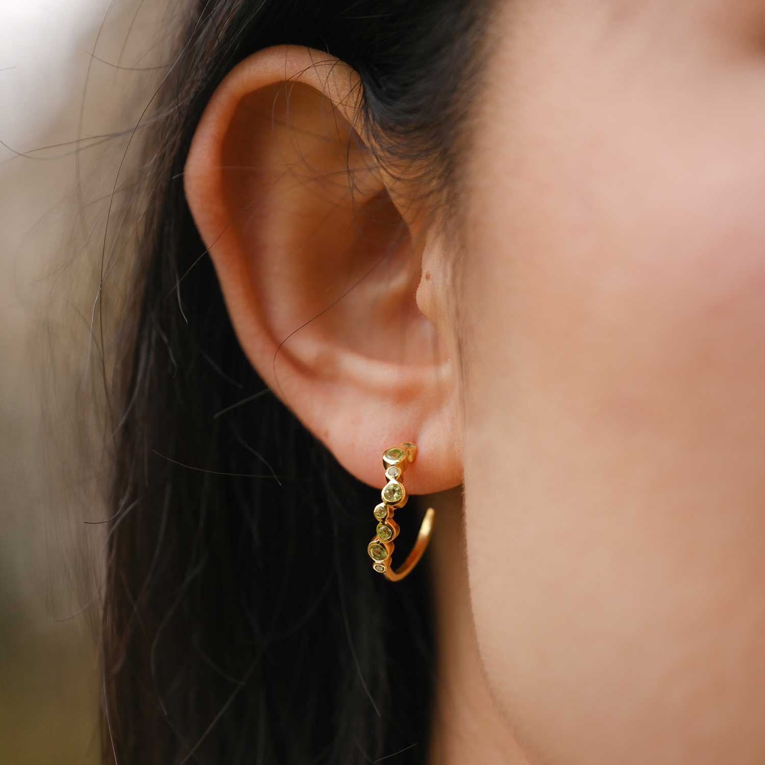 Pomegranate CAPRI Hoop Earrings Peridot at EC One London