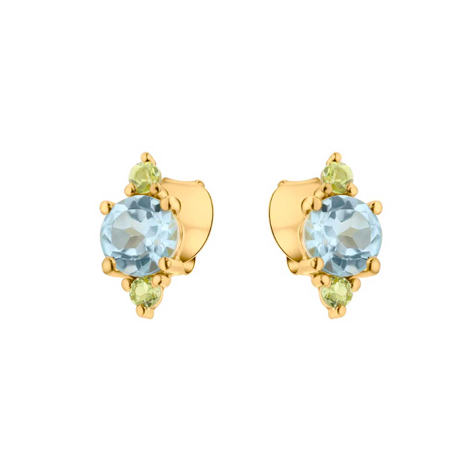 Pomegranate SKYE Blue Topaz & Peridot Stud Earrings at EC One London