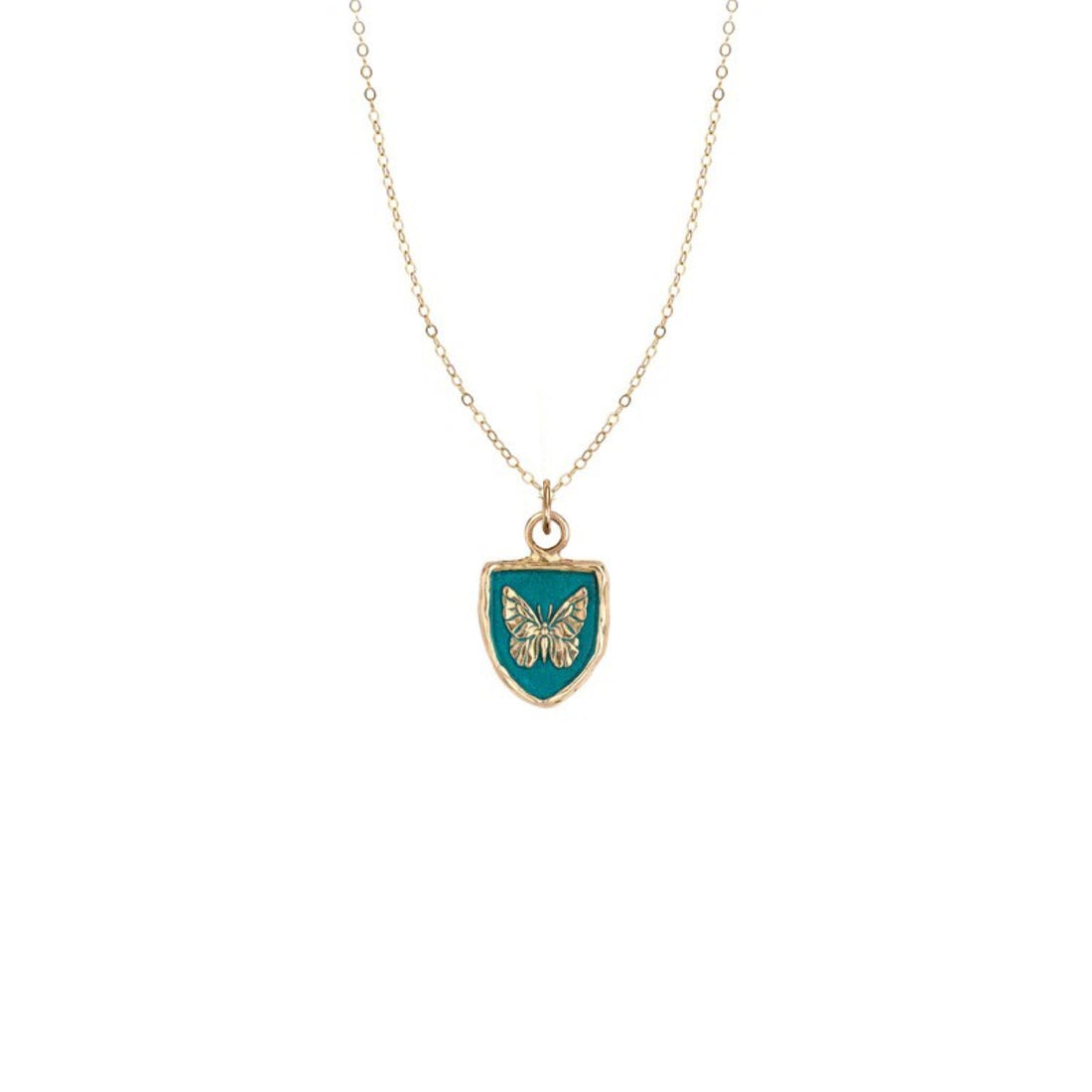 Pyrrha at E.C.One London EVER CHANGING Talisman 14ct Yellow Gold Necklace with Blue Ceramic Detail