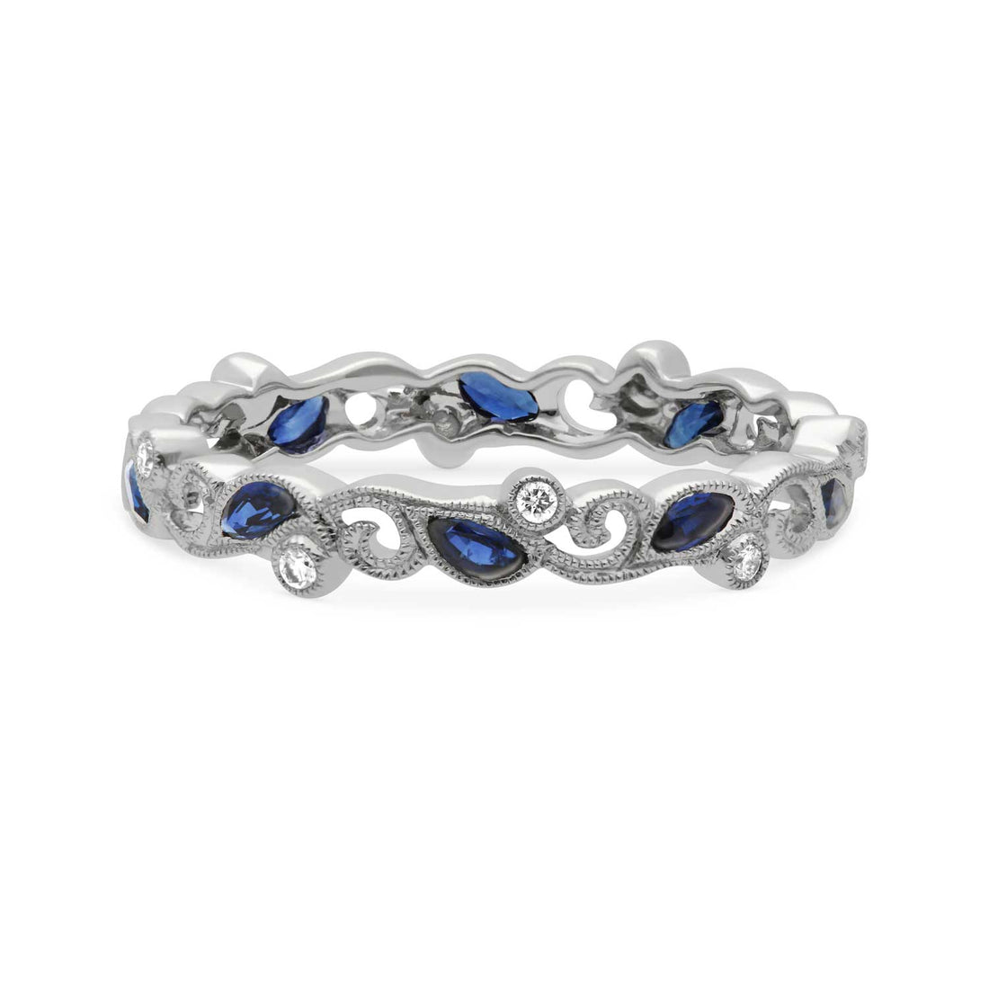 Ungar and Ungar White Gold Diamond blue sapphire bandBand