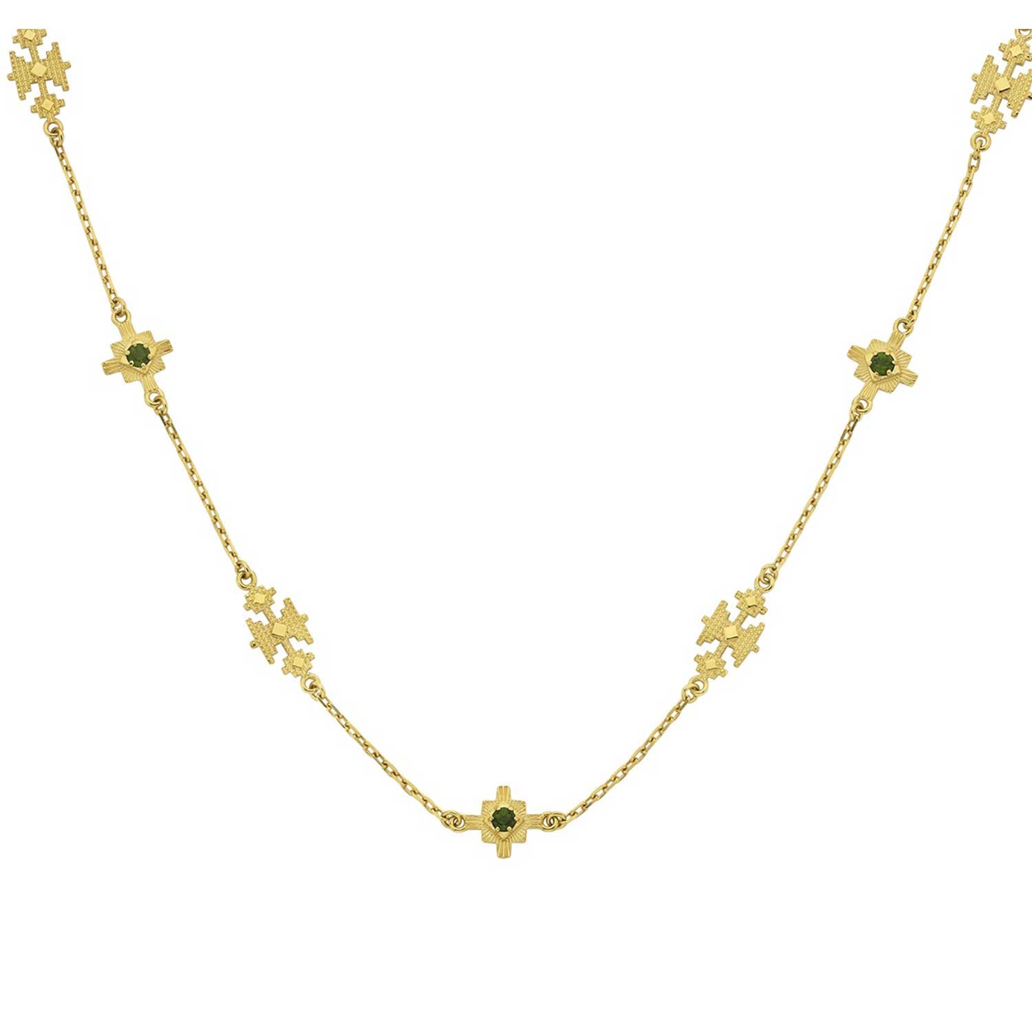 Zoe and Morgan at E.C. One London AYLLU Gold Plated Necklace with Chrome Diopside