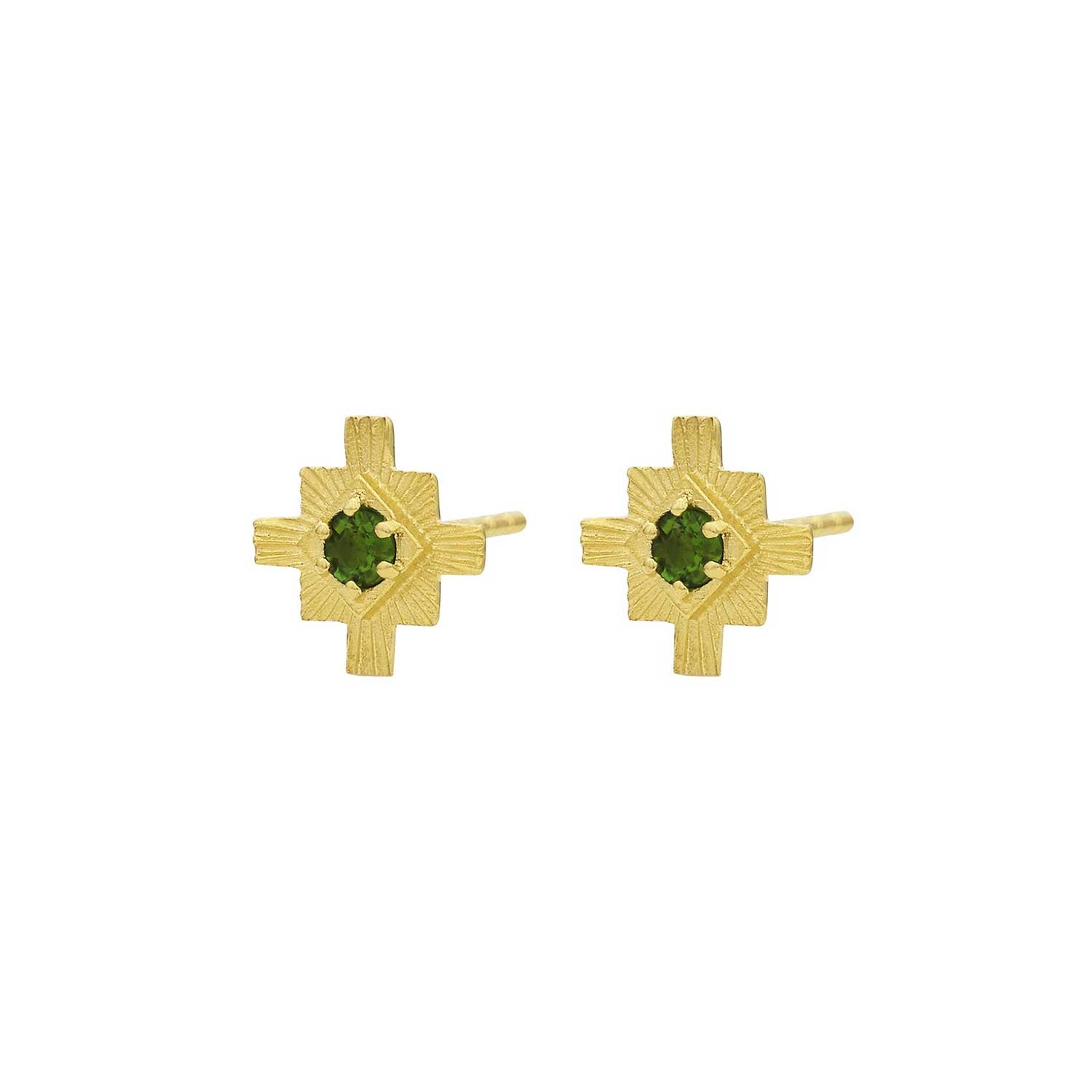 Zoe and Morgan at E.C. One London INKA Stud Earrings Gold Plated with Chrome Diopside