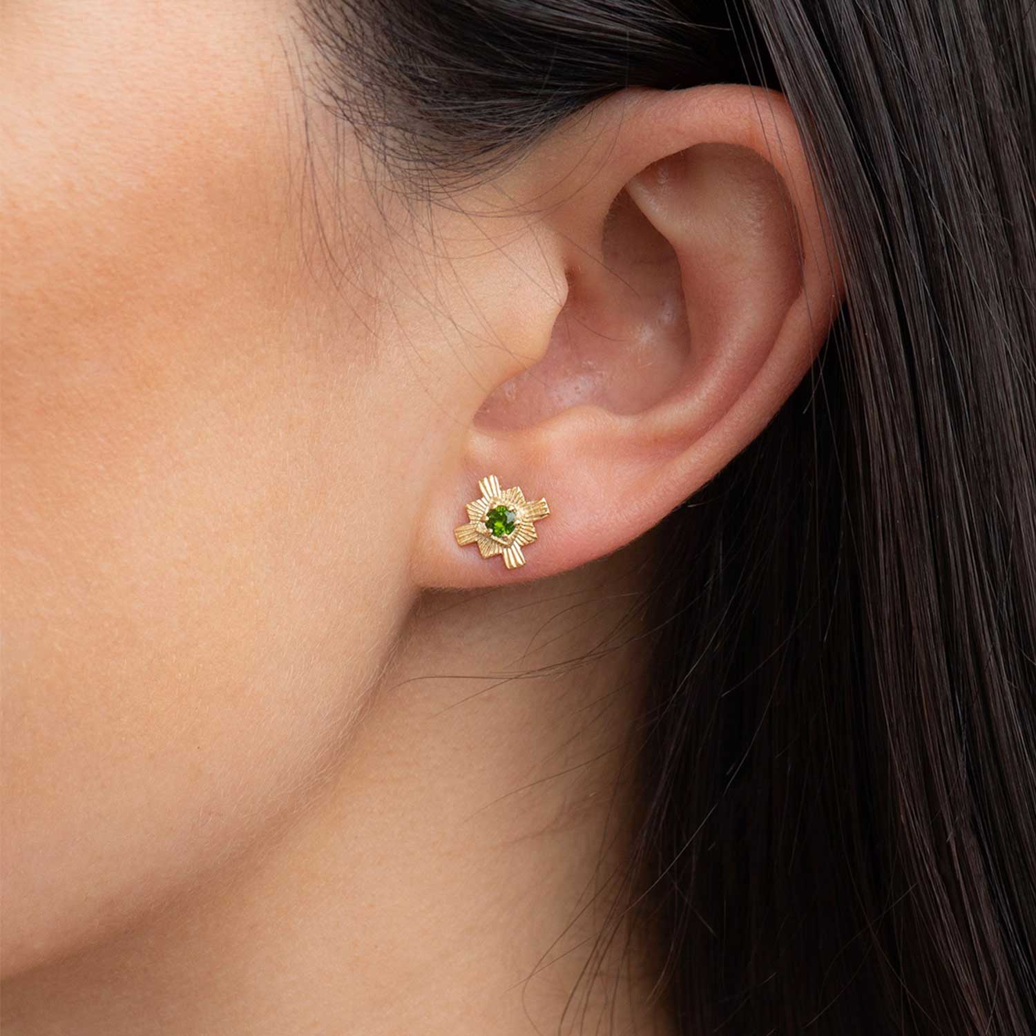 Zoe and Morgan at E.C. One London INKA Stud Earrings Gold Plated with Chrome Diopside