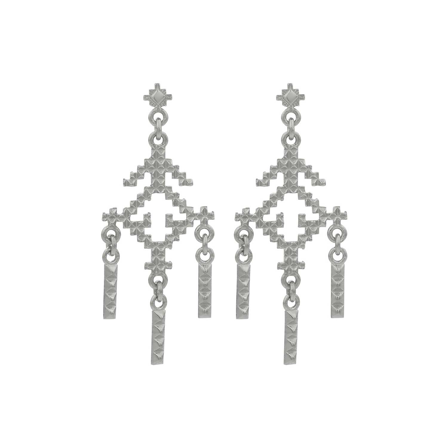 Zoe and Morgan at E.C. One London AYNI Drop Earrings Silver 