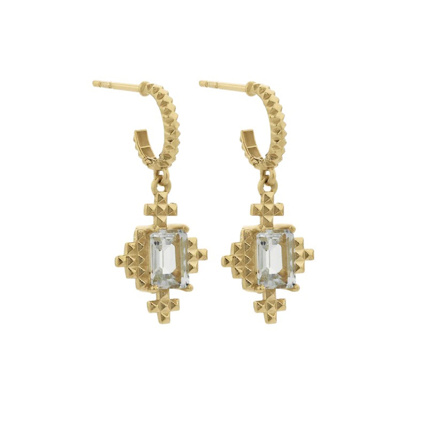 Zoe & Morgan at E.C.One London REYA Hoop Earrings Gold Plated with White Topaz